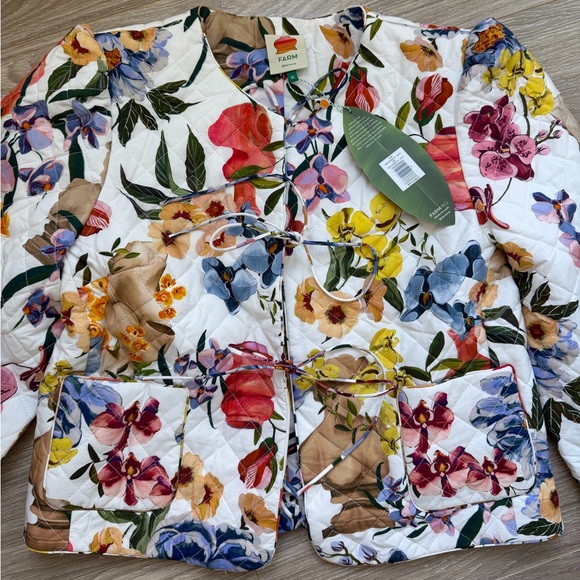 NWT Farm Rio Greek Garden Quilted Tie Coat Floral Cotton Sz XL - Picture 7 of 16